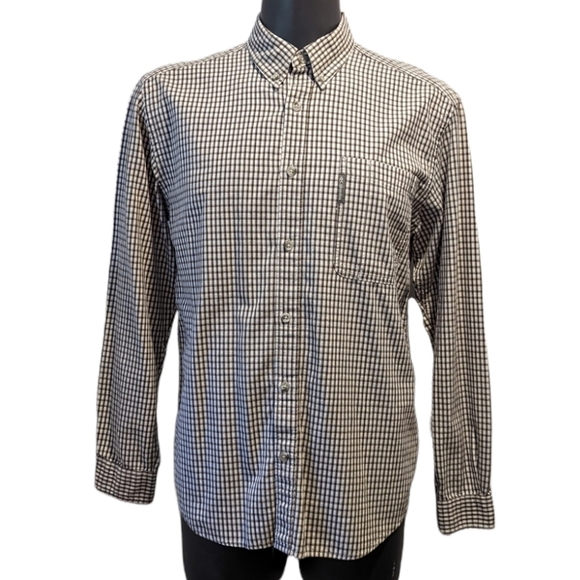 COLUMBIA brown plaid button down shirt large - Picture 2 of 8